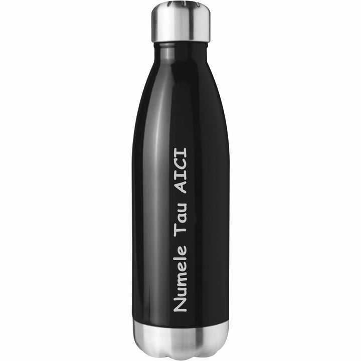 Sticla Termos din Inox, Personalizata cu numele tau, Pereti Dubli, 0.5 L, Negru