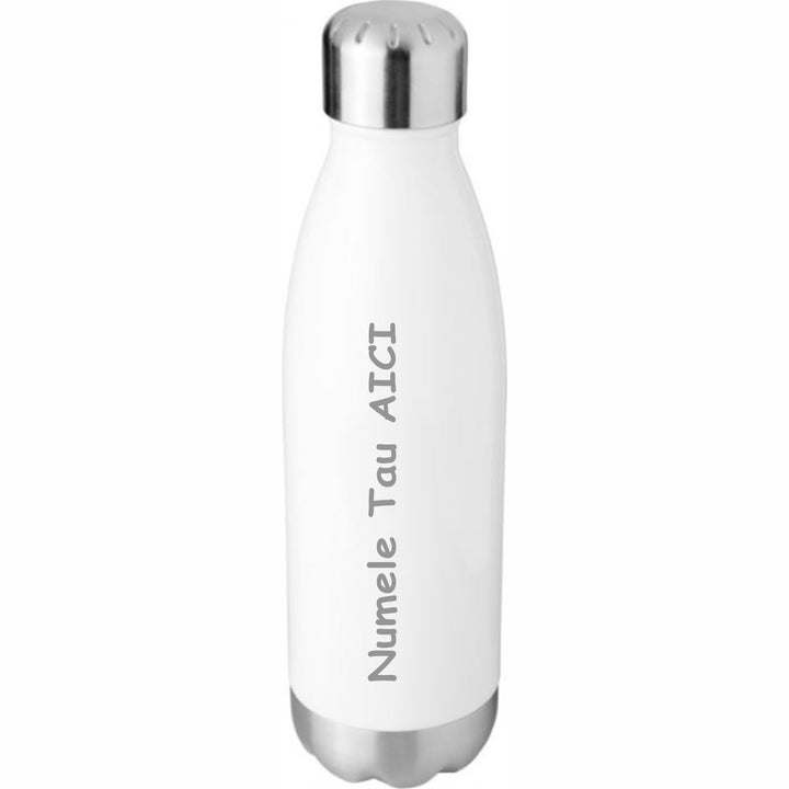 Sticla Termos din Inox, Personalizata cu numele tau, Pereti Dubli, 0.5 L, Negru