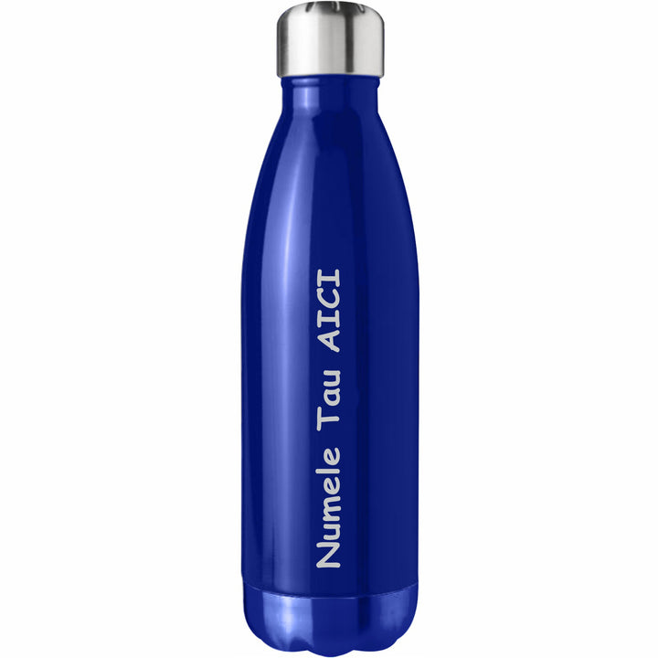 Sticla Termos din inox, personalizata in stilul tau, pereti dubli, Albastru