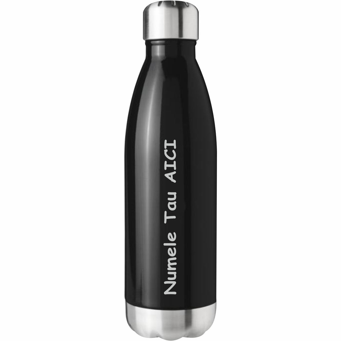 Sticla Termos din Inox, Personalizata cu numele tau, Pereti Dubli, 0.5 L, Negru