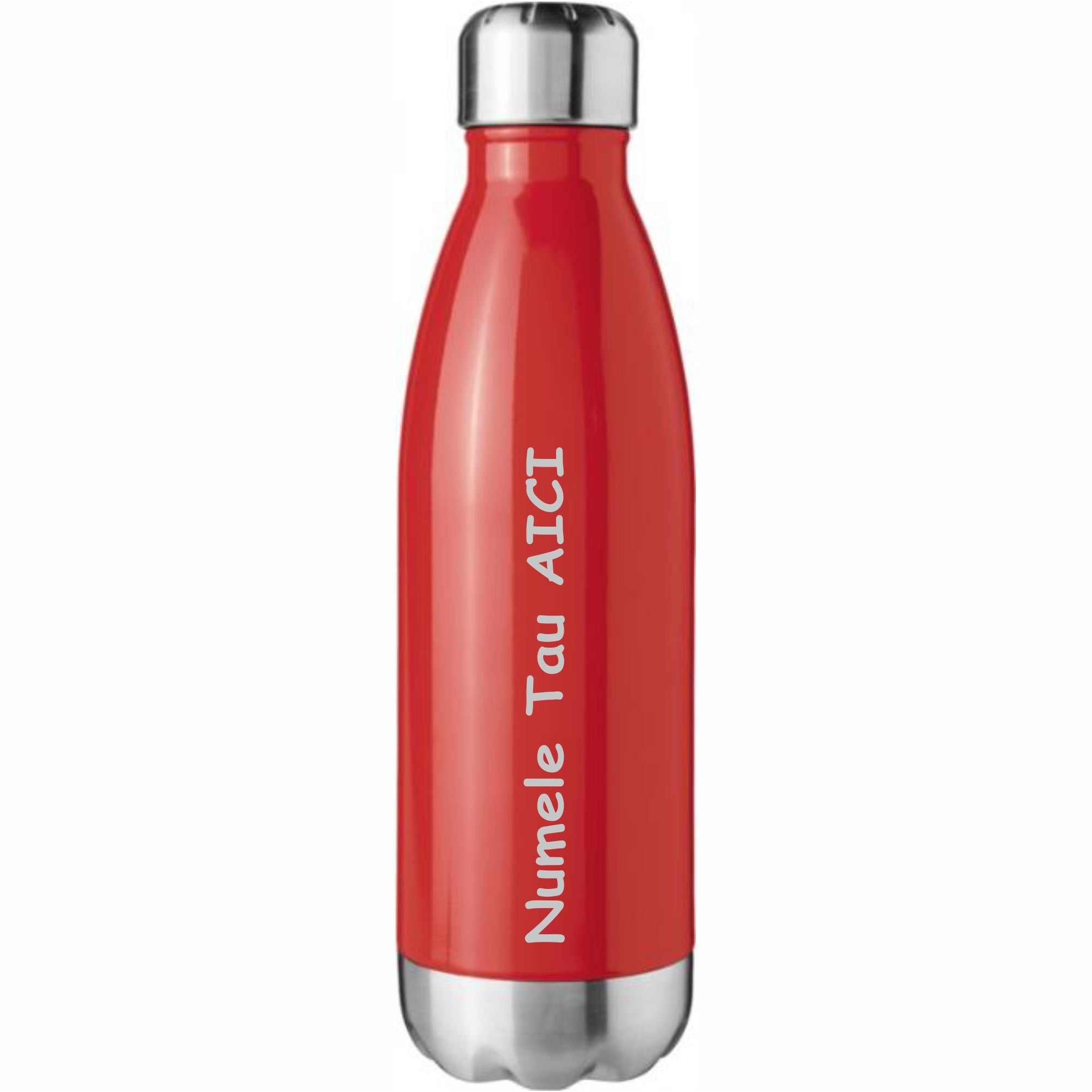 Sticla Termos din Inox, Personalizata cu numele tau, Pereti Dubli, 0.5 L, Rosu Lucios